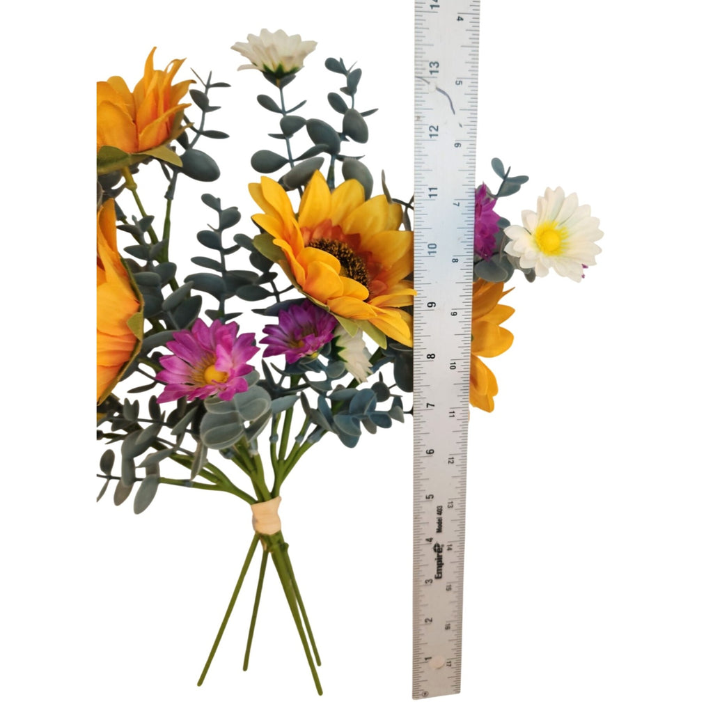 Wildflower Farmhouse Faux Bouquet Sunflower Daisy Country Wedding Centerpiece Decor