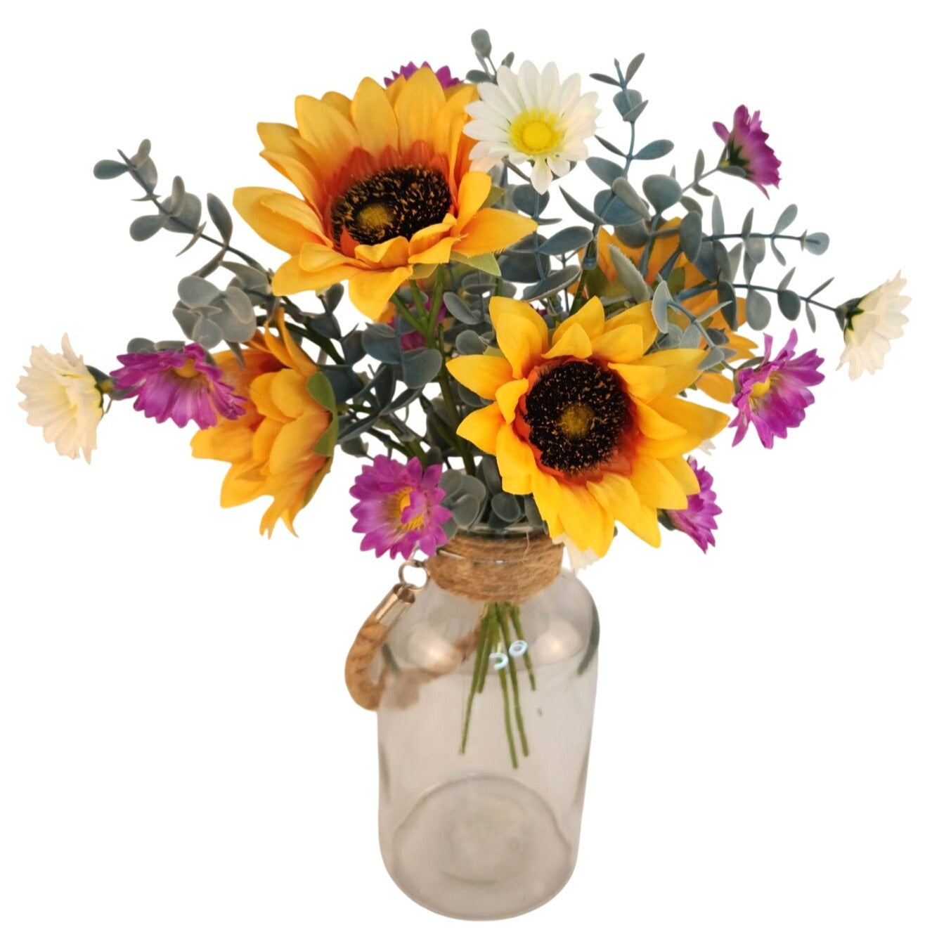 Wildflower Farmhouse Faux Bouquet Sunflower Daisy Country Wedding Centerpiece Decor
