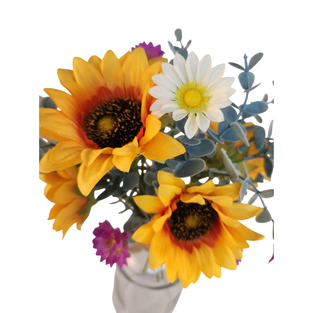 Wildflower Farmhouse Faux Bouquet Sunflower Daisy Country Wedding Centerpiece Decor