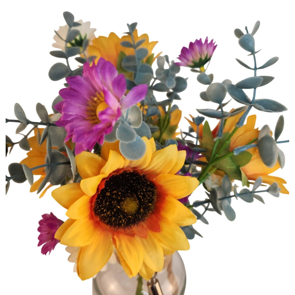 Wildflower Farmhouse Faux Bouquet Sunflower Daisy Country Wedding Centerpiece Decor