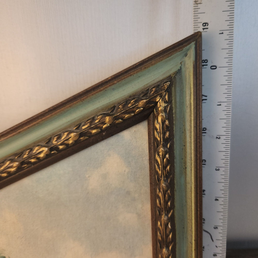Vintage 1970s Hubert Robert Print Set, 3 Piece French Garden Lithographs, Hollywood Regency Wall Art, Green Gold Frames