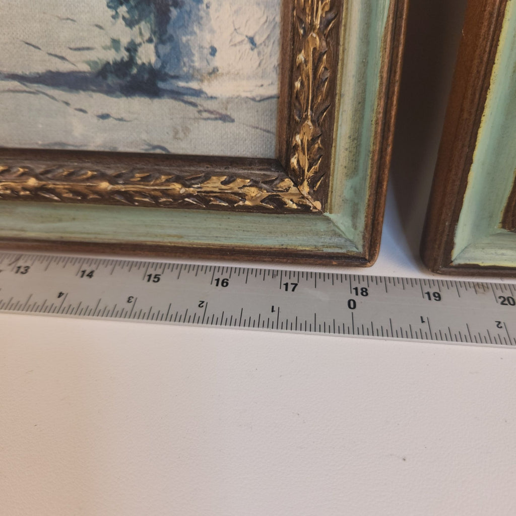 Vintage 1970s Hubert Robert Print Set, 3 Piece French Garden Lithographs, Hollywood Regency Wall Art, Green Gold Frames