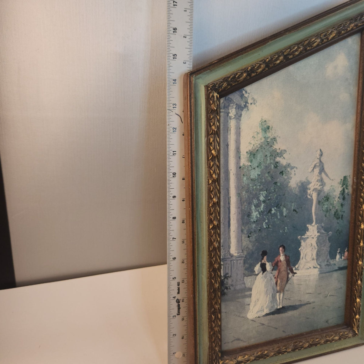 Vintage 1970s Hubert Robert Print Set, 3 Piece French Garden Lithographs, Hollywood Regency Wall Art, Green Gold Frames