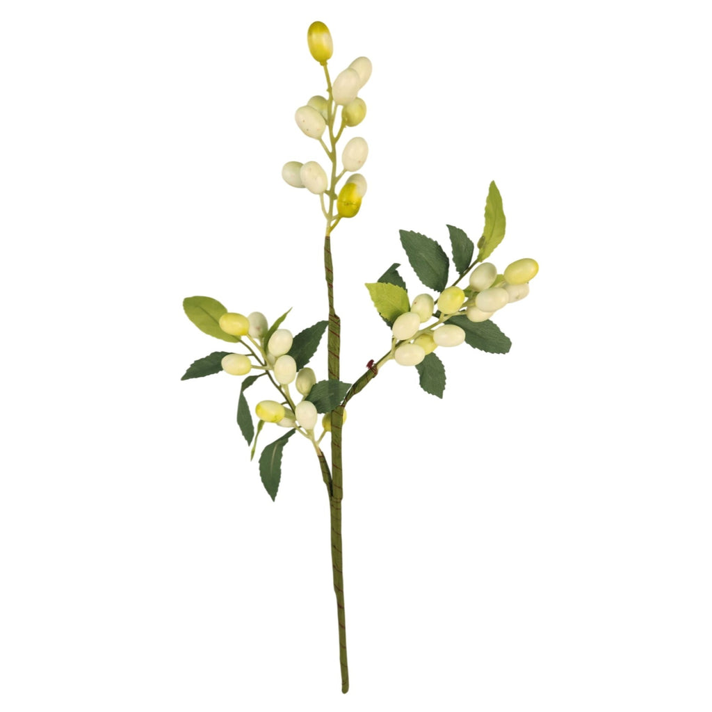 White Berry Stem 13.5 Inch Artificial Berry Branch Farmhouse Lodge Cabin Decor