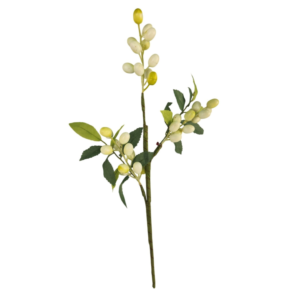 White Berry Stem 13.5 Inch Artificial Berry Branch Farmhouse Lodge Cabin Decor