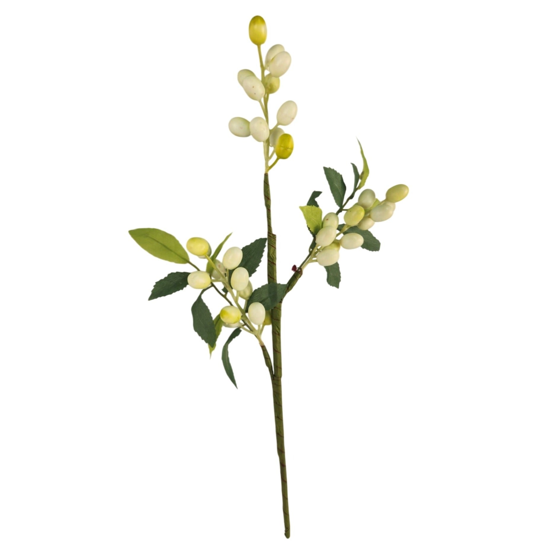 White Berry Stem 13.5 Inch Artificial Berry Branch Farmhouse Lodge Cabin Decor