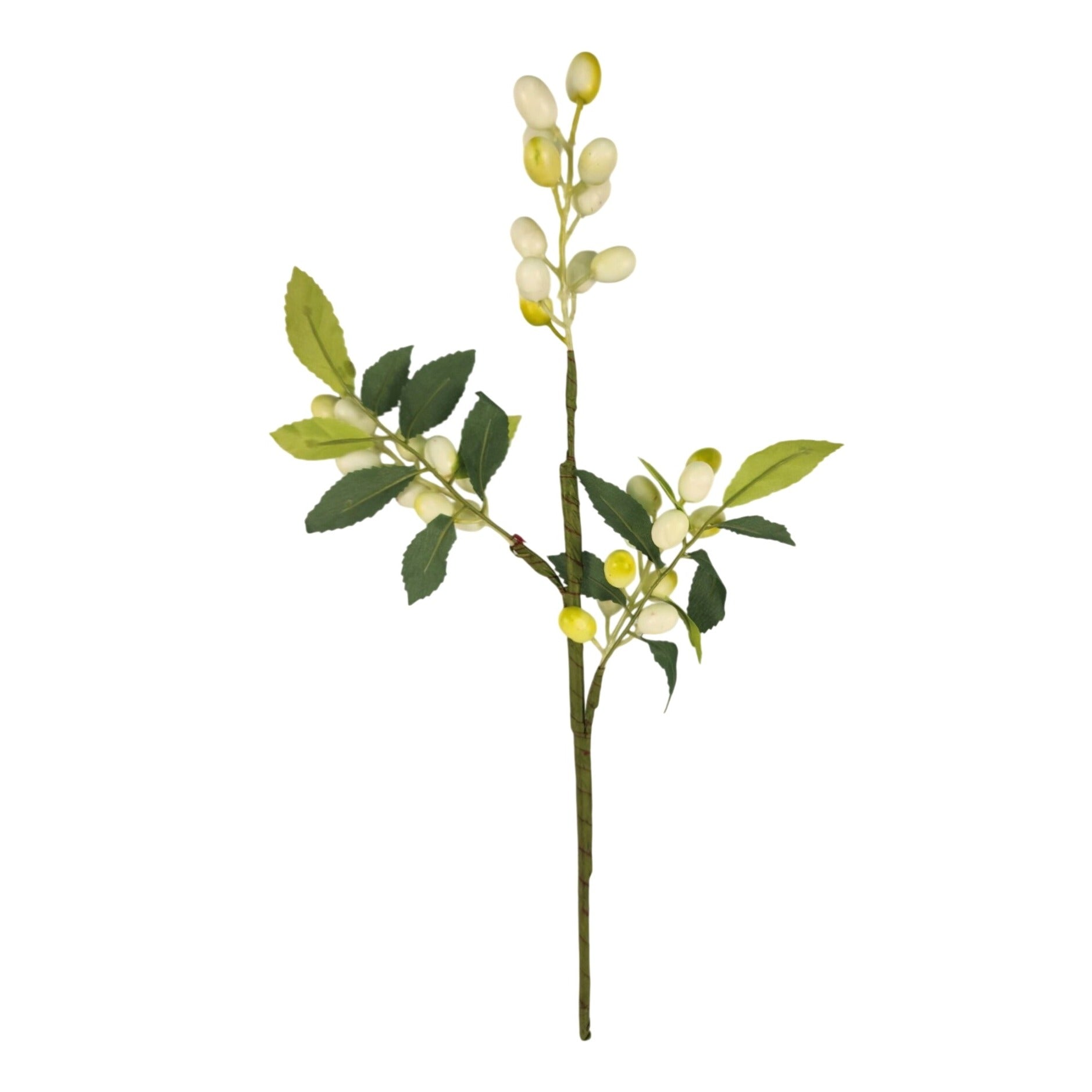 White Berry Stem 13.5 Inch Artificial Berry Branch Farmhouse Lodge Cabin Decor