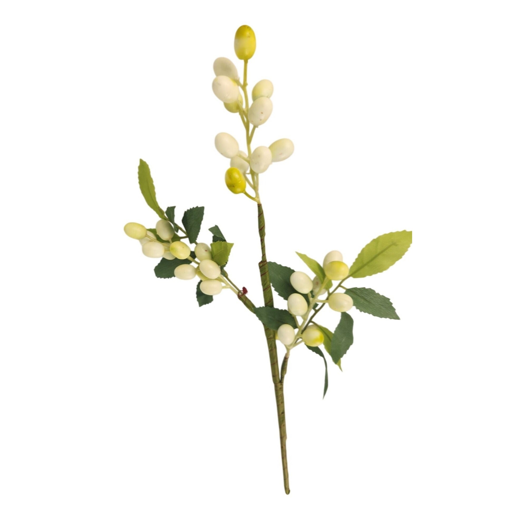 White Berry Stem 13.5 Inch Artificial Berry Branch Farmhouse Lodge Cabin Decor