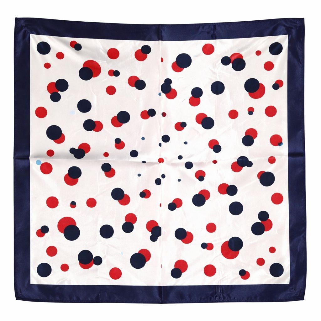 Patriotic Red White Blue Polka Dot Satin Square Scarf 20x20 Hair Neck Wrap Designer Collection: Americana Celebration