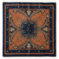 Navy Rust Paisley Square Scarf 26x26 Western Boho Neck Scarf Satin Feel