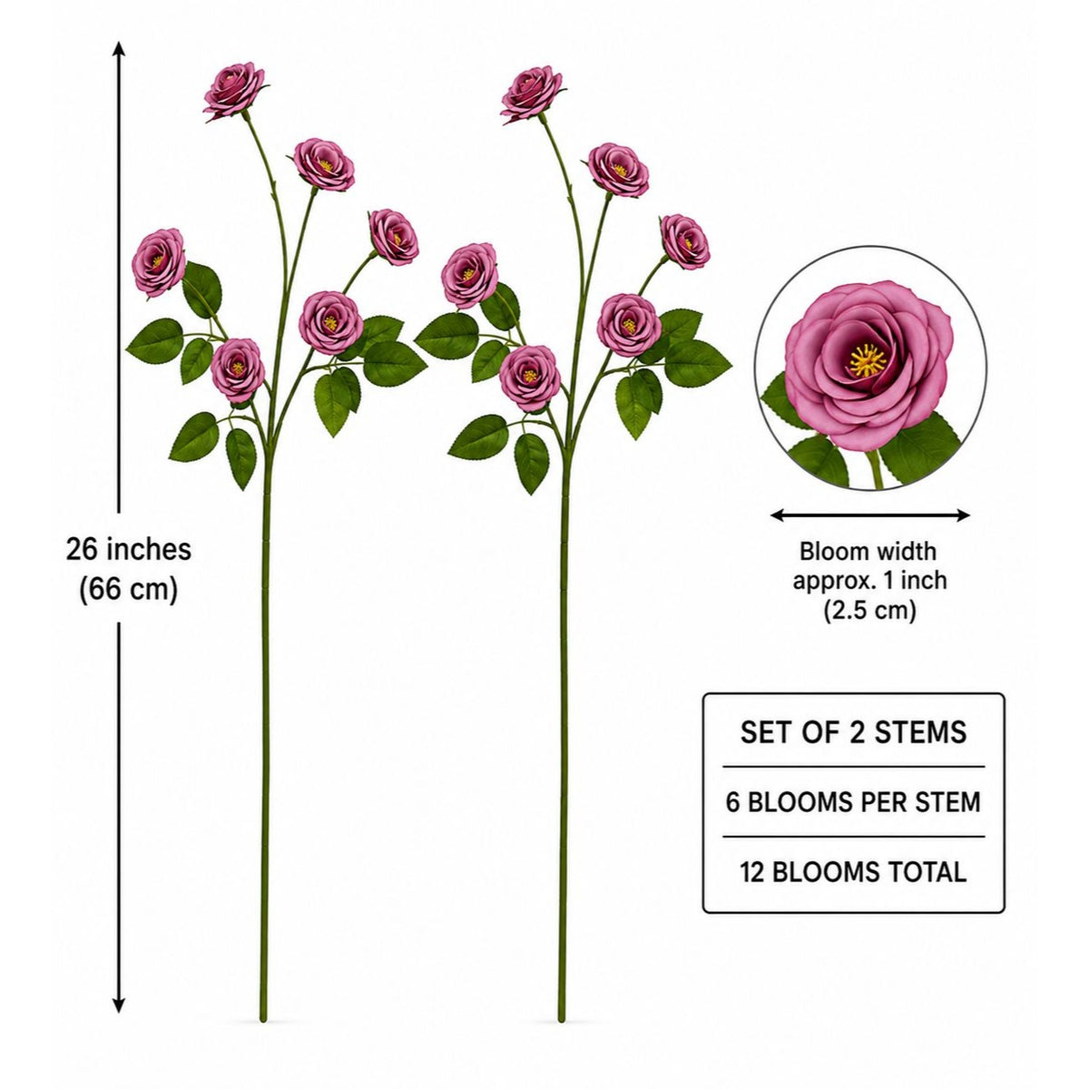 Mauve Purple Mini Spray Roses | Artificial Rose Stems Small Faux Flowers for Weddings Wreaths Cottage Decor