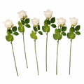 Set of 6 White Rose Stems Faux Roses Artificial White Flowers Farmhouse Wedding Floral Decor