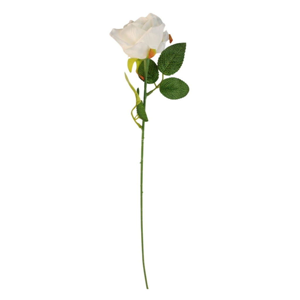 Set of 6 White Rose Stems Faux Roses Artificial White Flowers Farmhouse Wedding Floral Decor 20 Inch