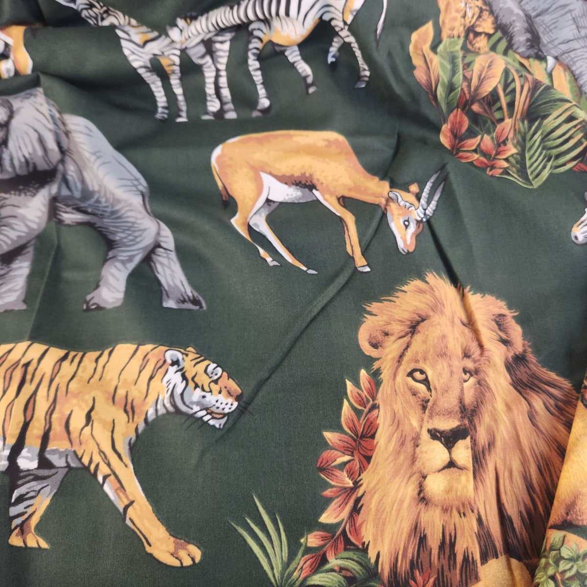 Vintage Safari Cotton Fabric, 4 Yards, Hunter Green, 44 Inch Wide