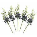 Artificial Black Frosted Berry Picks with Eucalyptus, Set of 5, 14 Inch Wired Stems for Wreaths and Centerpieces