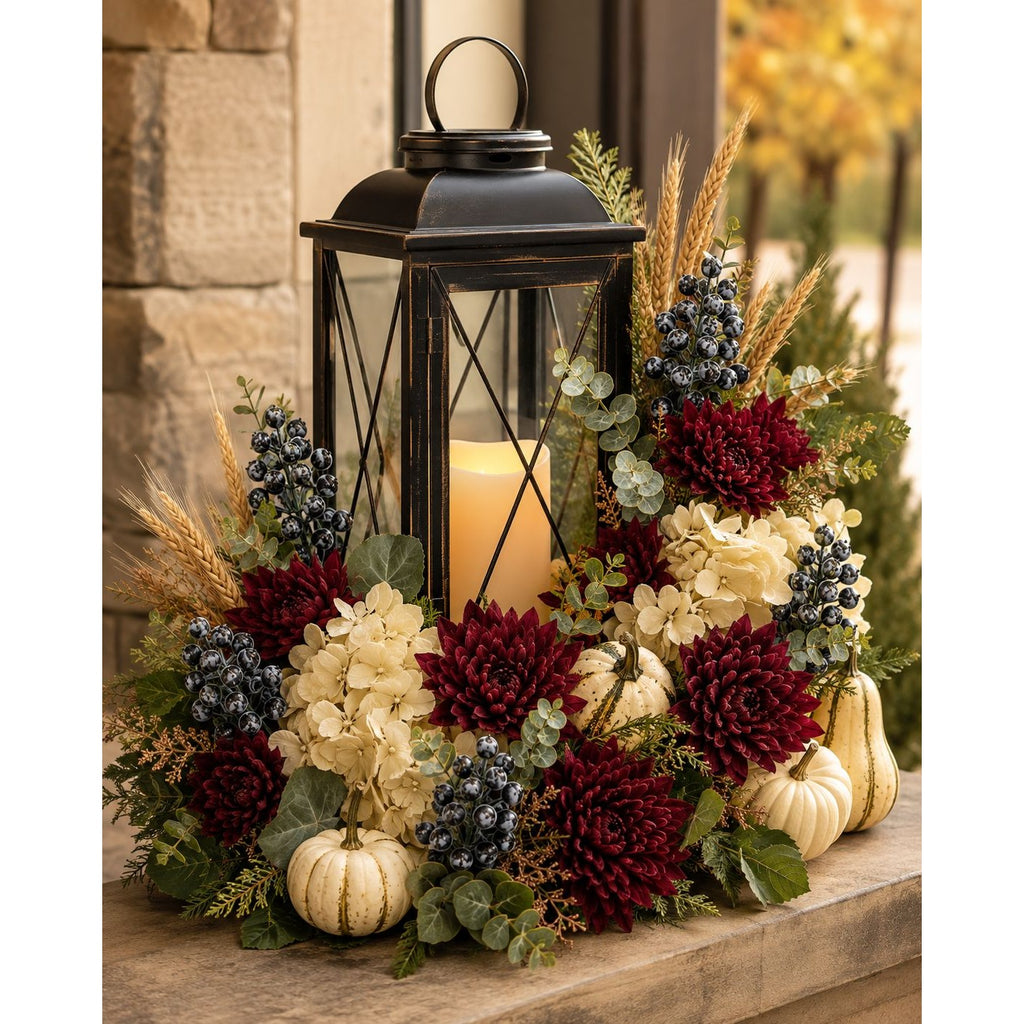 Artificial Black Frosted Berry Picks with Eucalyptus, Set of 5, 14 Inch Wired Stems for Wreaths and Centerpieces