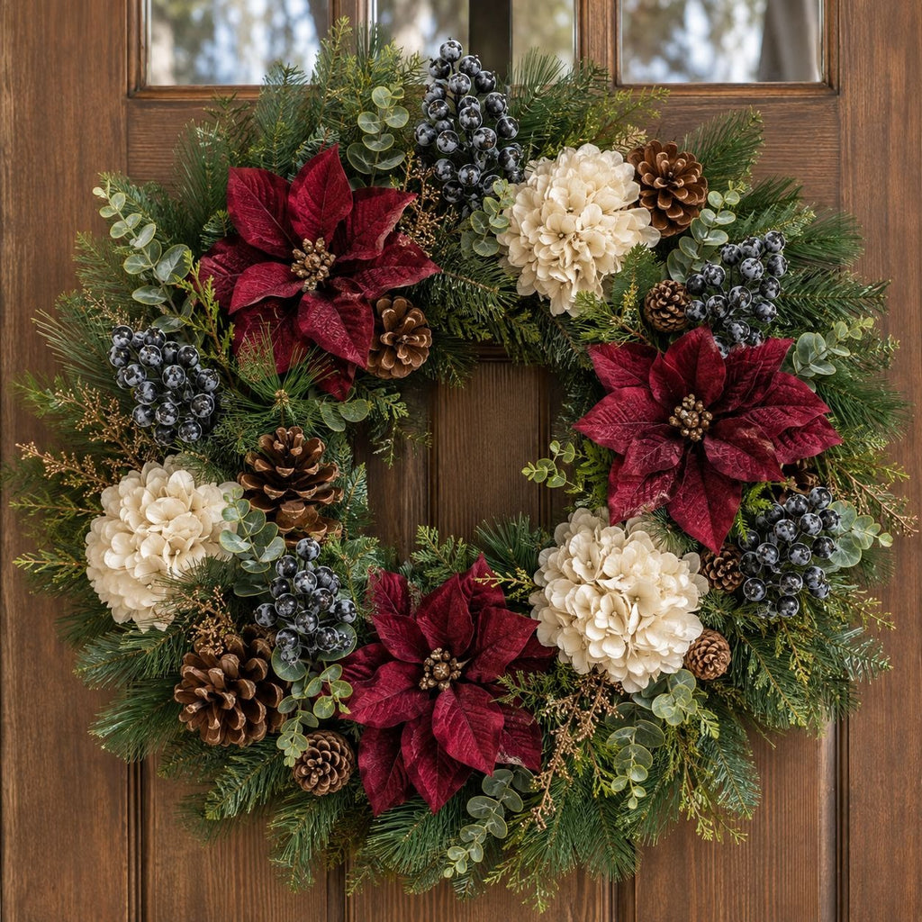 Artificial Black Frosted Berry Picks with Eucalyptus, Set of 5, 14 Inch Wired Stems for Wreaths and Centerpieces