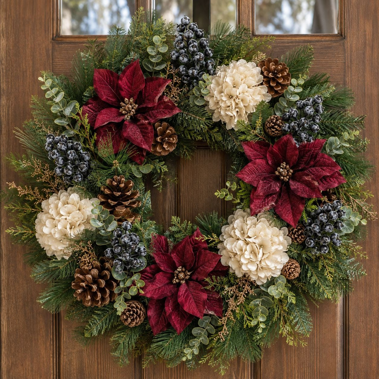 Artificial Black Frosted Berry Picks with Eucalyptus, Set of 5, 14 Inch Wired Stems for Wreaths and Centerpieces