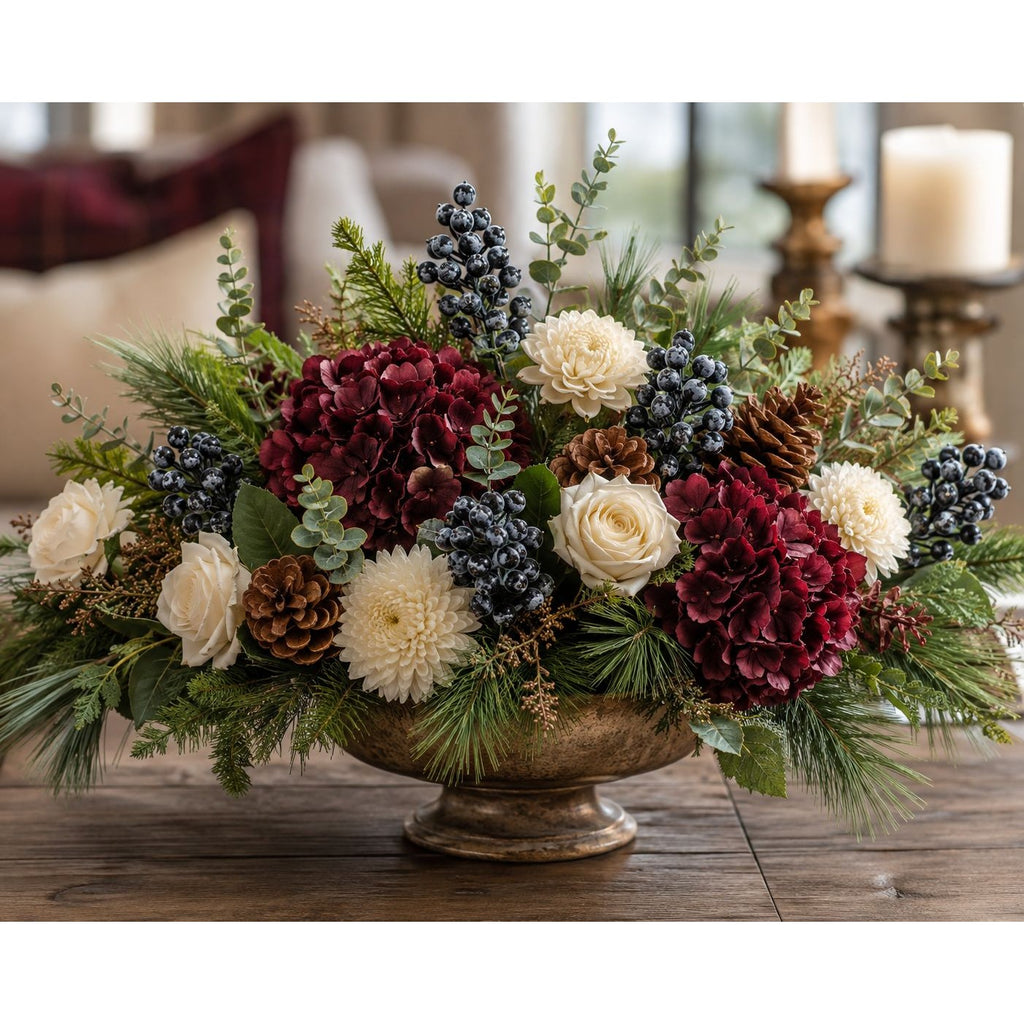 Artificial Black Frosted Berry Picks with Eucalyptus, Set of 5, 14 Inch Wired Stems for Wreaths and Centerpieces