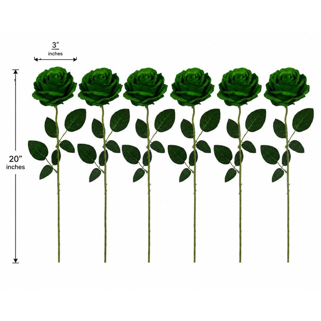 Set of 6 Green Artificial Rose Stems Emerald Green Fake Roses Gothic Wedding Flowers Moody Floral Decor Long Stem Roses