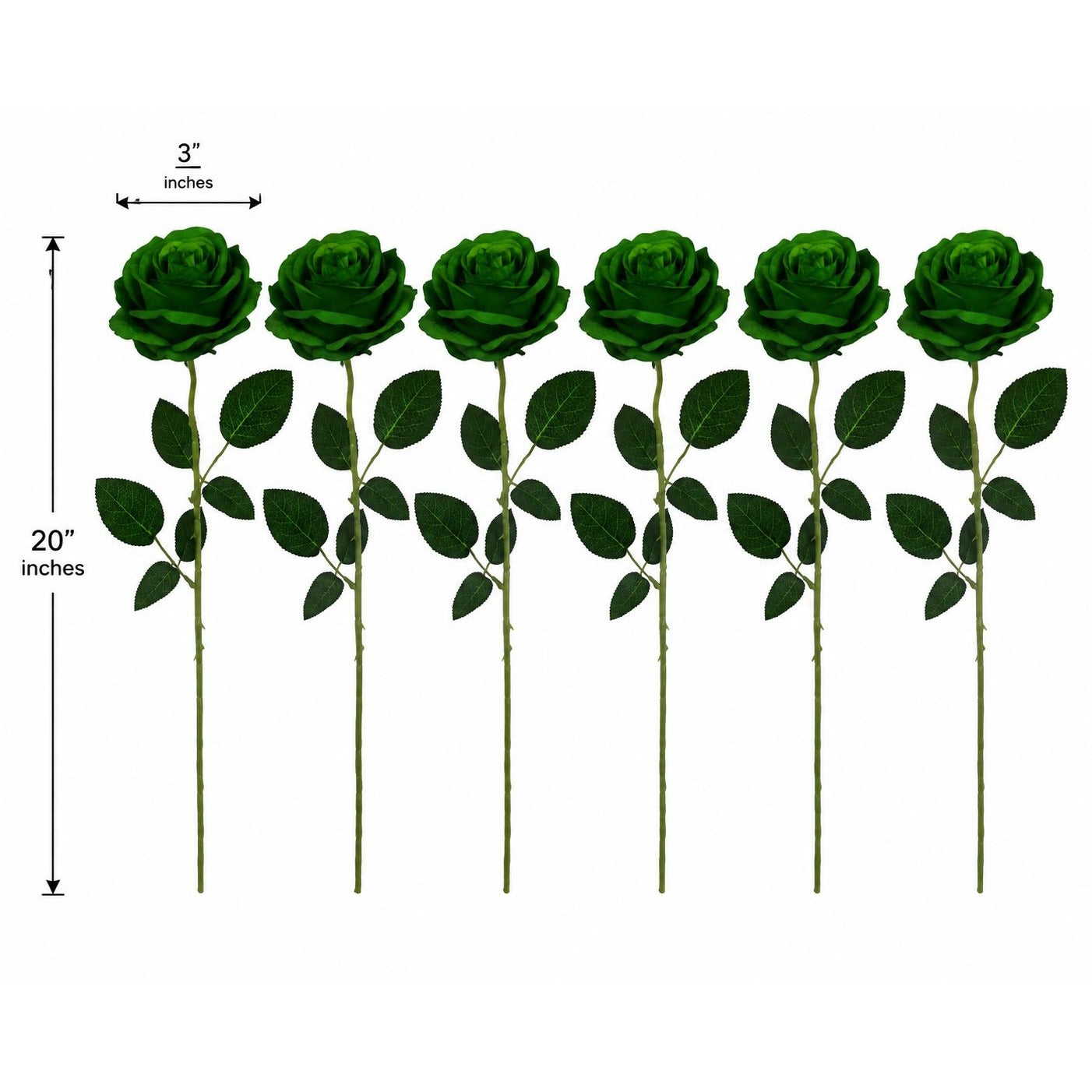 Set of 6 Green Artificial Rose Stems Emerald Green Fake Roses Gothic Wedding Flowers Moody Floral Decor Long Stem Roses