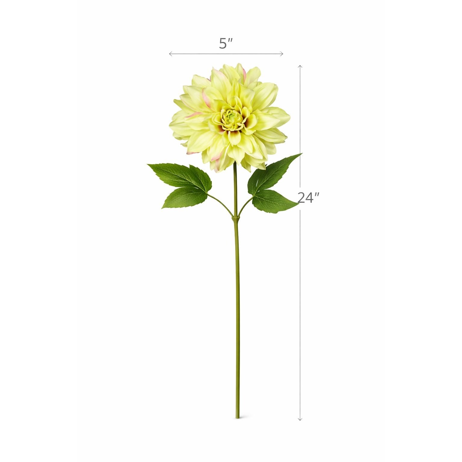 Green Dahlia Stem Faux Flower 24 Inch 5 Inch Bloom Light Green Artificial Dahlia Spring Floral Centerpiece Decor