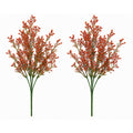 Set of 2 Red Berry Wax Flower Sprays 13 Inch Faux Filler Flowers Artificial Berry Stems Wreath Making Supplies Holiday Floral Picks