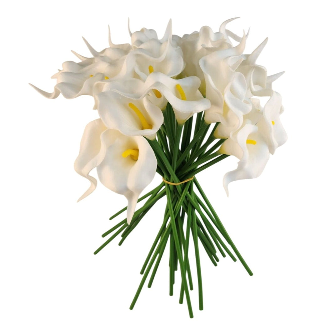 White Faux Calla Lily Stems 15 Inch Wedding Artificial Flowers Elegant Event Decor