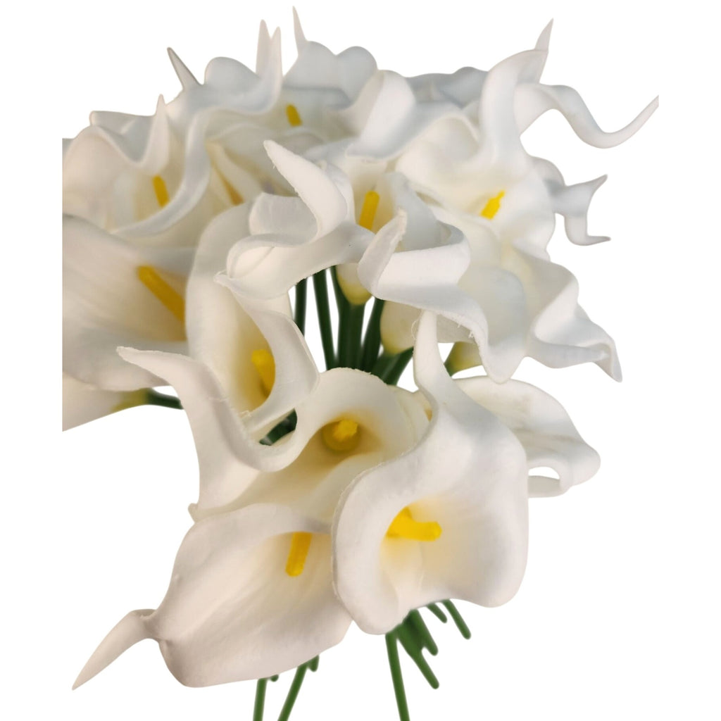 White Faux Calla Lily Stems 15 Inch Wedding Artificial Flowers Elegant Event Decor