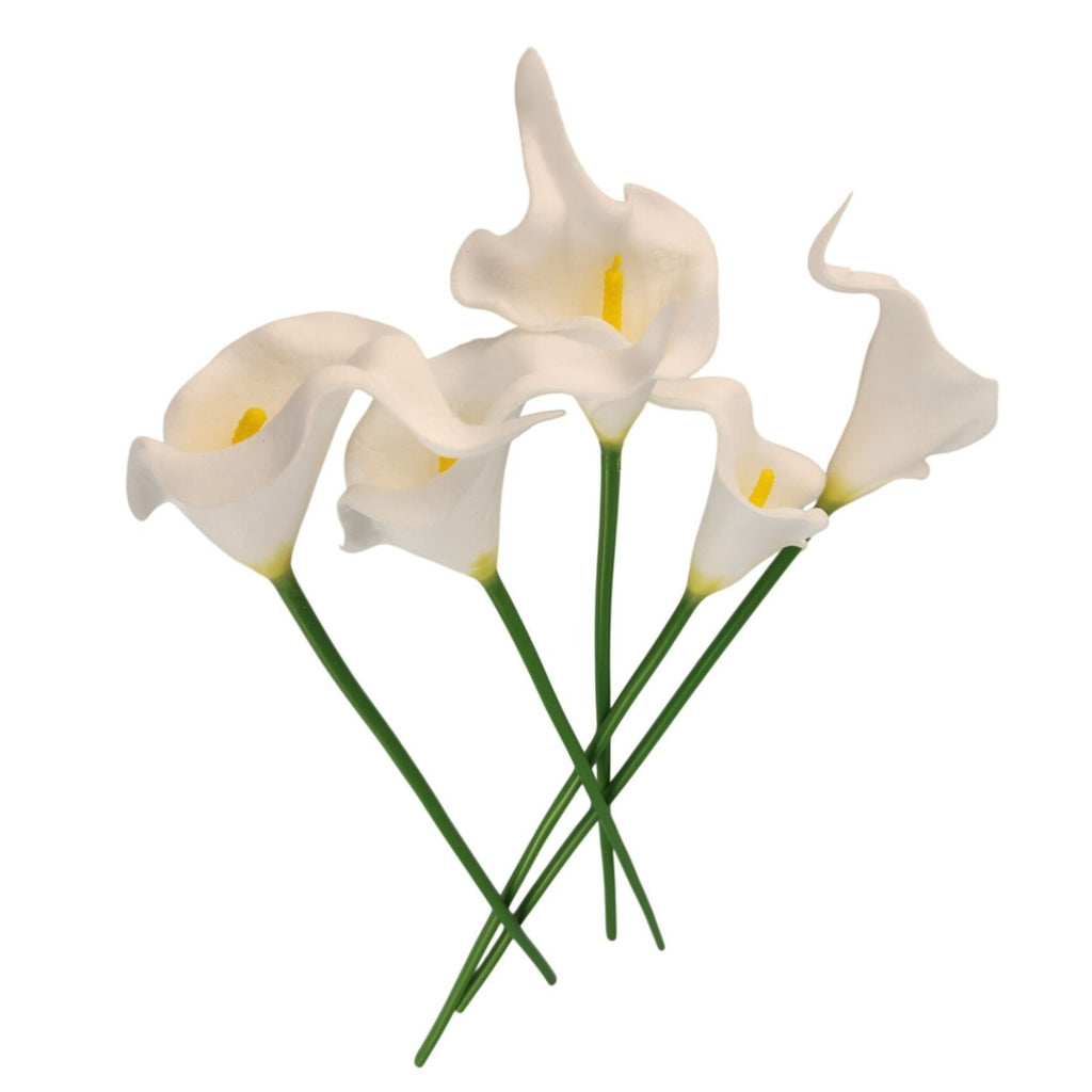 White Faux Calla Lily Stems 15 Inch Wedding Artificial Flowers Elegant Event Decor