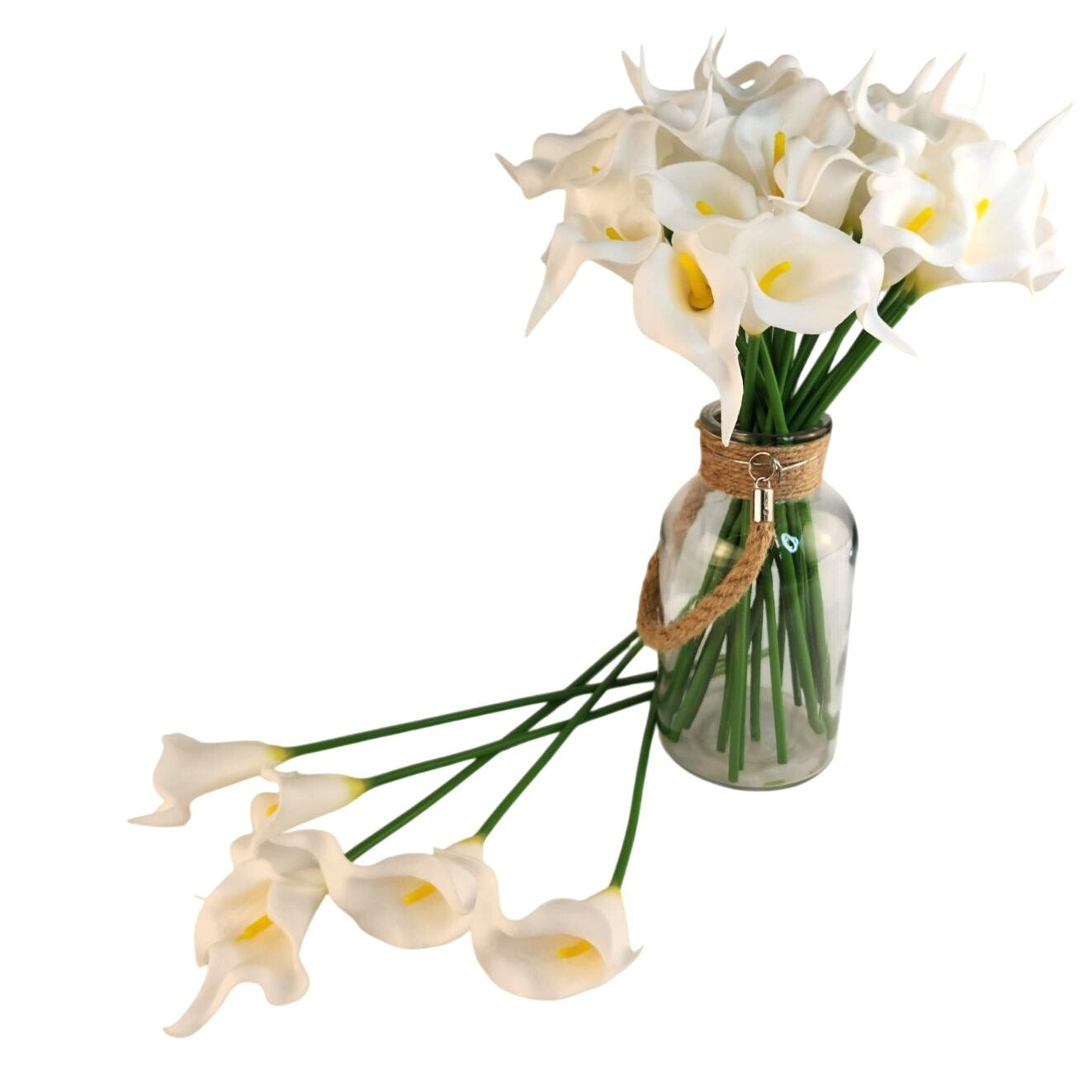 White Faux Calla Lily Stems 15 Inch Wedding Artificial Flowers Elegant Event Decor