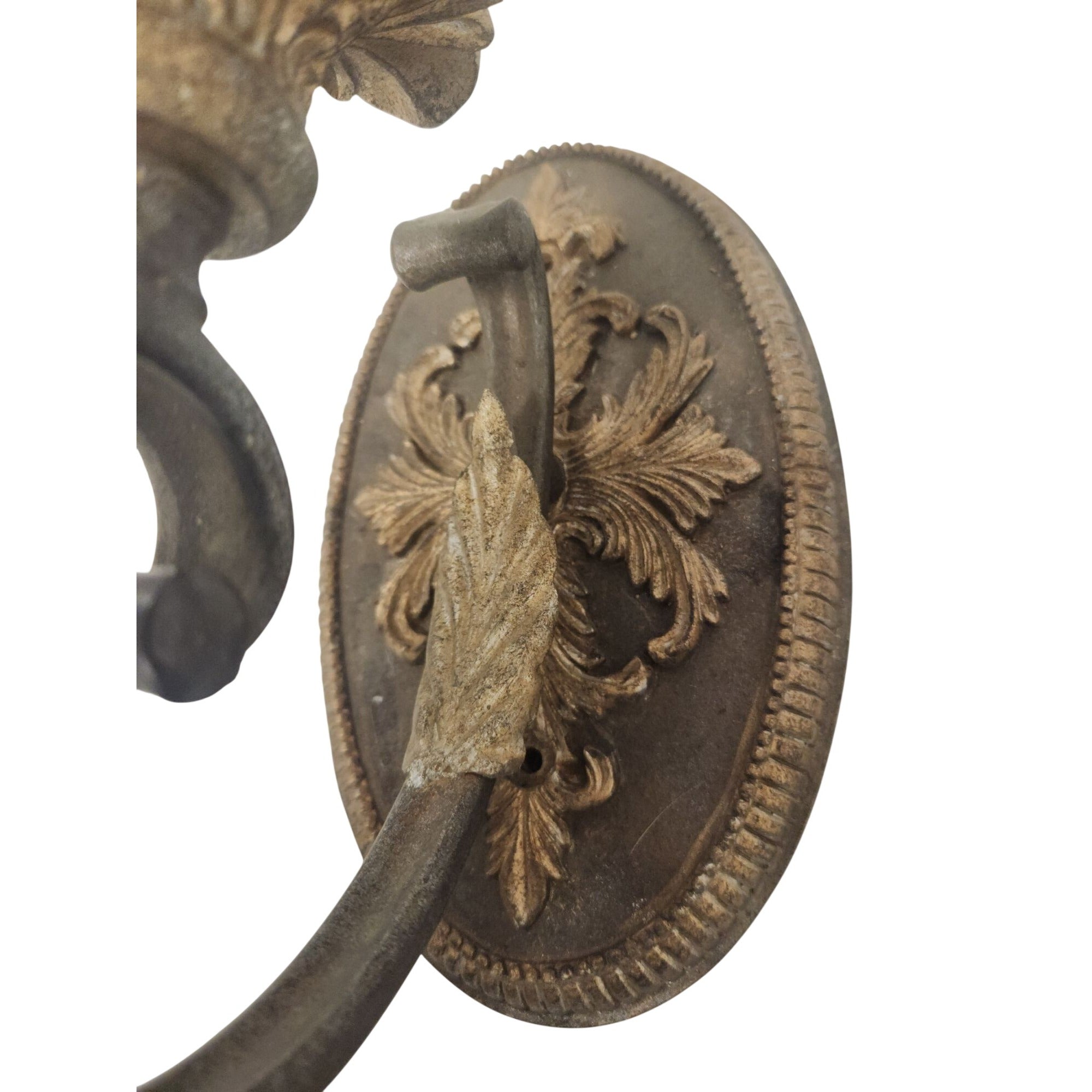 Vintage Progress Lighting Wall Sconce, Acanthus Leaf Cast Metal Light, Antique Bronze Tone