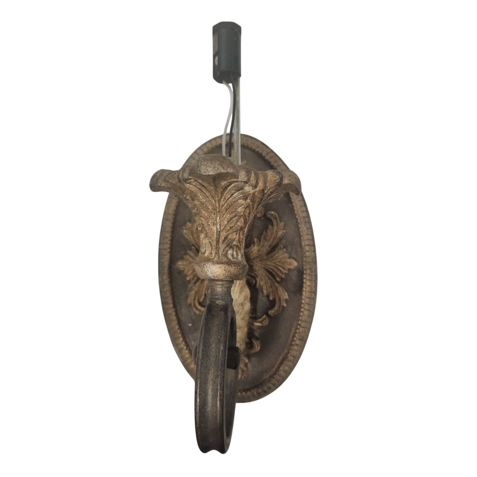 Vintage Progress Lighting Wall Sconce, Acanthus Leaf Cast Metal Light, Antique Bronze Tone