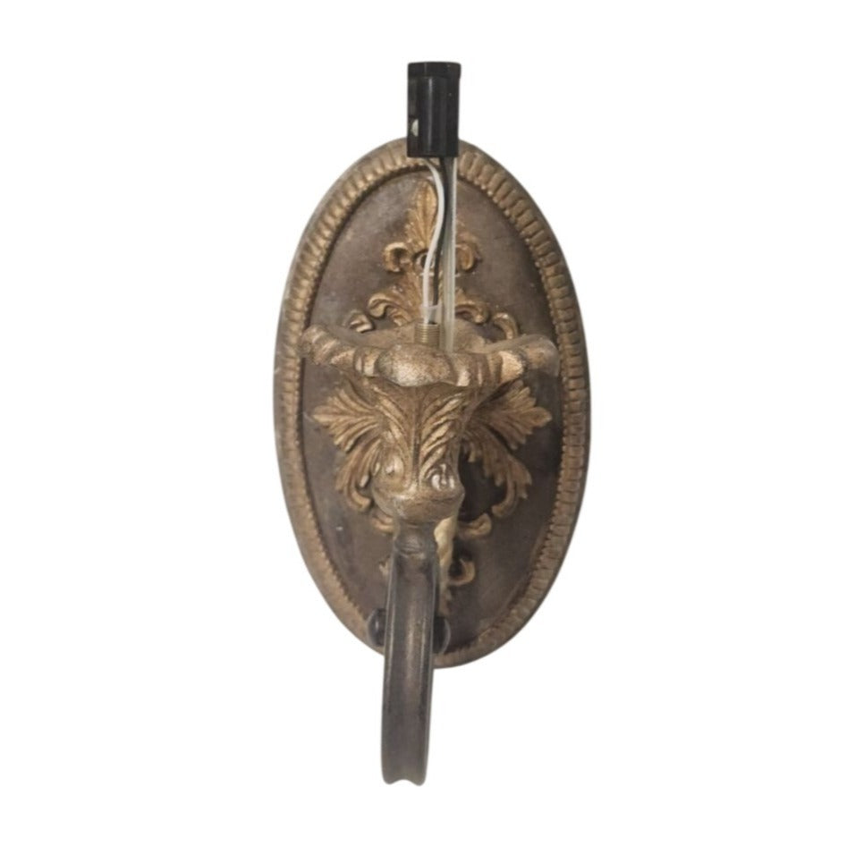 Vintage Progress Lighting Wall Sconce, Acanthus Leaf Cast Metal Light, Antique Bronze Tone