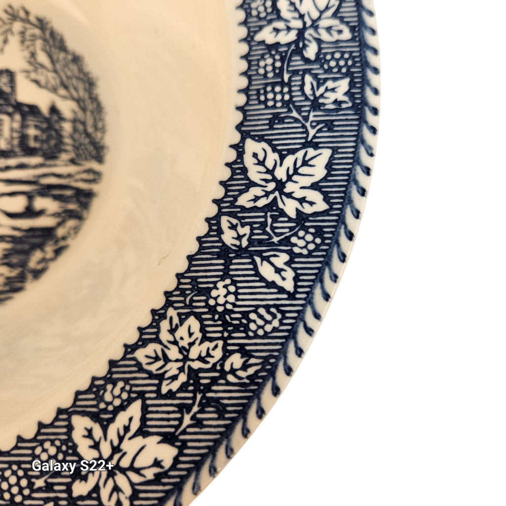 Vintage Homer Laughlin Shakespeare Country Vegetable Bowl Blue White Transferware Stratwood Ironstone Serving Bowl 9 Inch