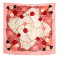 Red Rose Floral Satin Square Scarf 20x20 Hair Neck Head Wrap