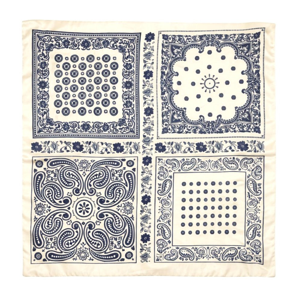 34x34 Cream Blue Paisley Western Wild Rag Scarf