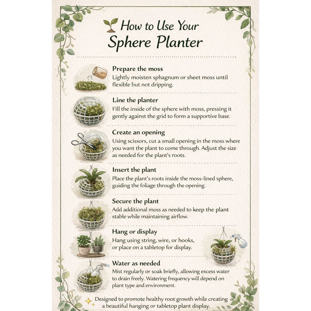 Clear Plastic Sphere Plant Basket 5 Inch Set of 2 | Orchid Hanging Epiphyte Ventilated Root Pot