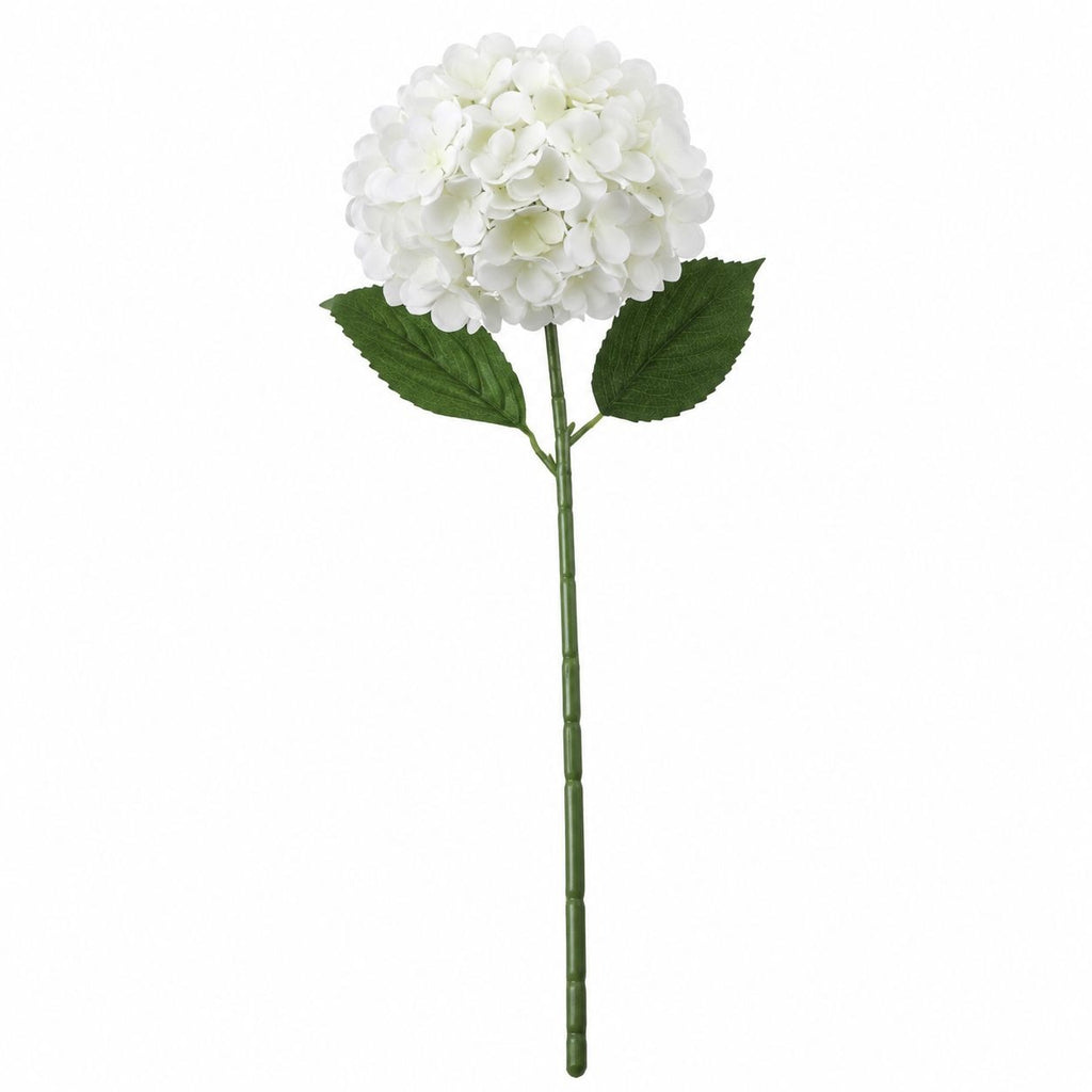 White Artificial Hydrangea Stem, 21-Inch Faux Silk Flower, 6-Inch Bloom