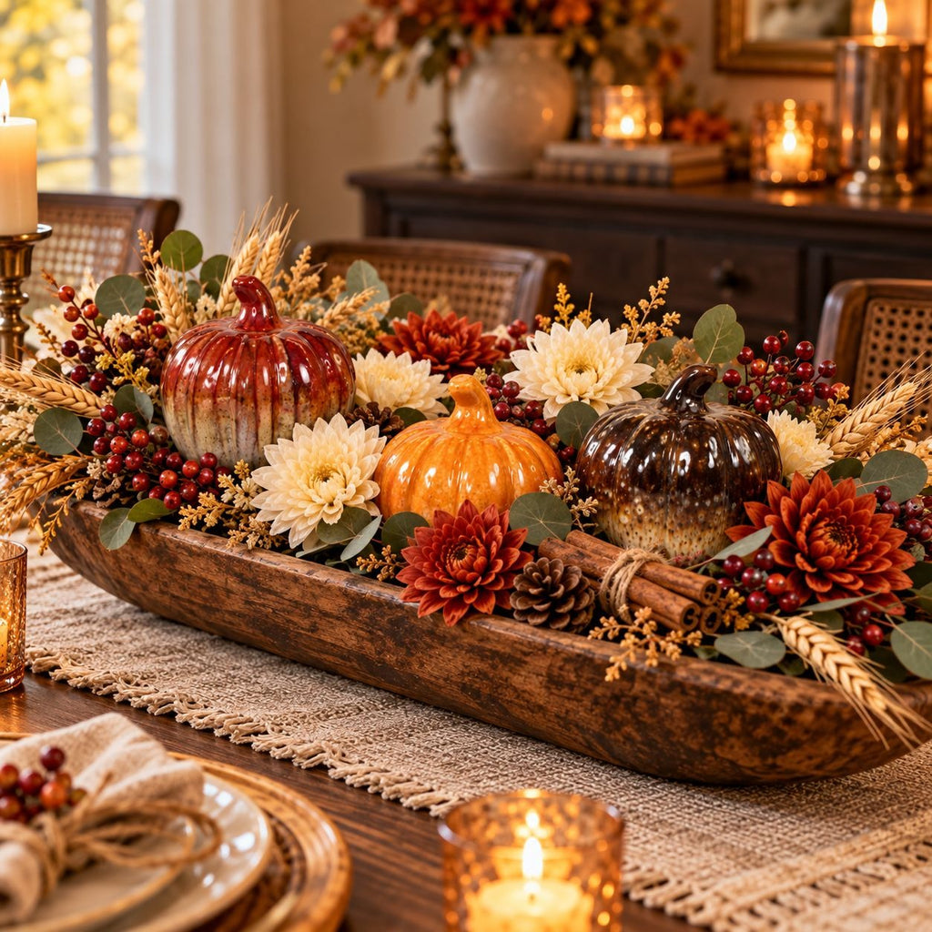 Fall Thanksgiving Ceramic Pumpkins Set of 3 Small Tabletop Harvest Decor New