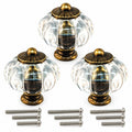 Clear Acrylic Pumpkin Cabinet Knobs Antique Bronze Set of 3 Drawer Pulls Hardware