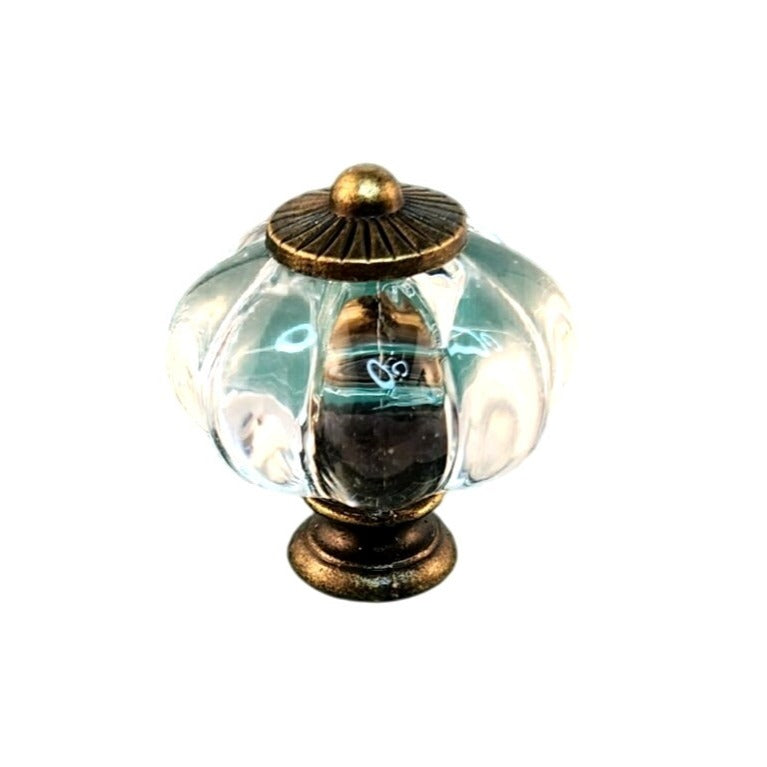 Clear Acrylic Pumpkin Cabinet Knobs Antique Bronze Set of 3 Drawer Pulls Hardware