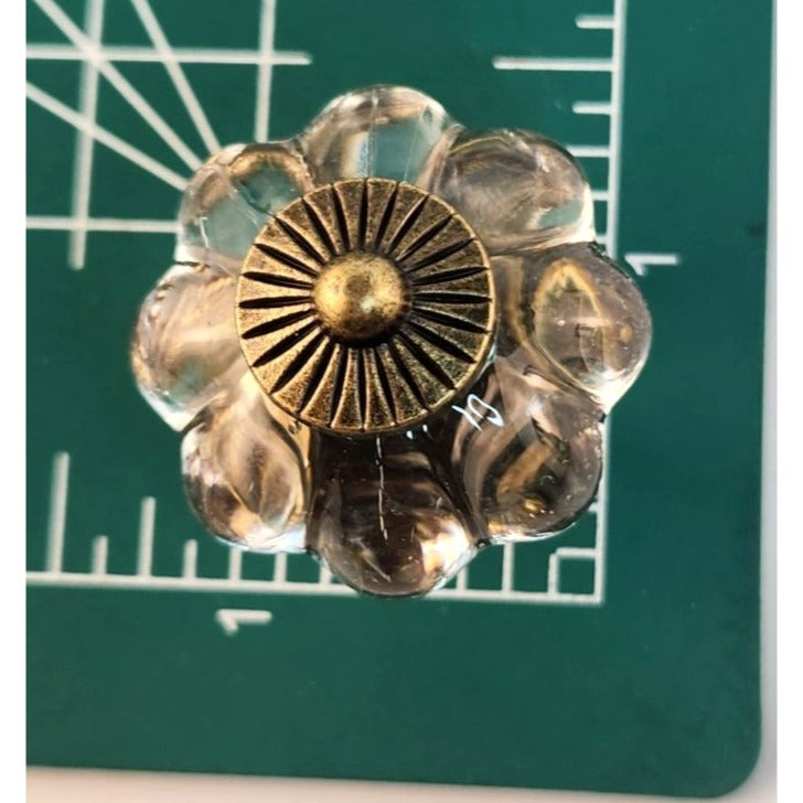 Clear Acrylic Pumpkin Cabinet Knobs Antique Bronze Set of 3 Drawer Pulls Hardware