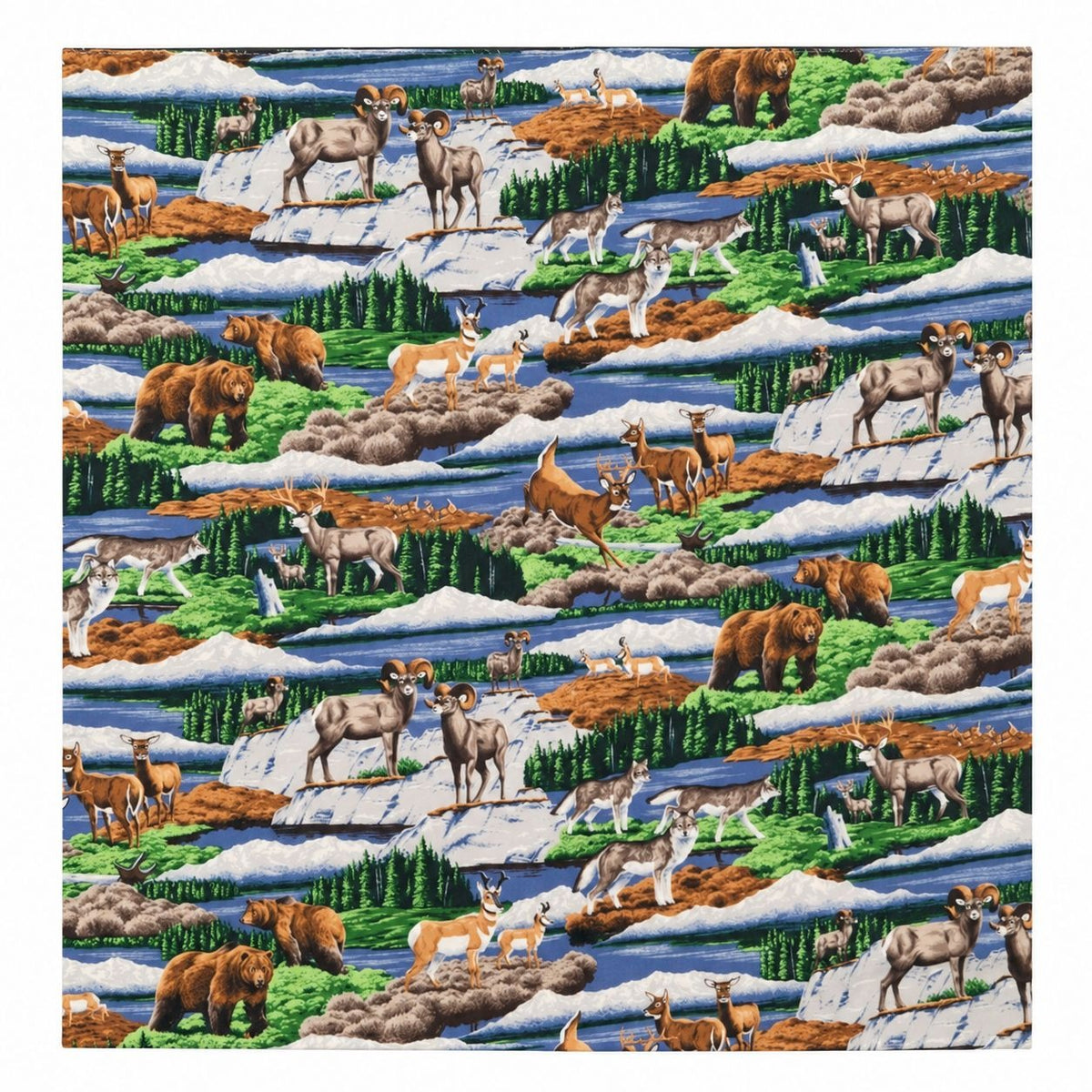 Vintage VIP Cranston Wildlife Cotton Fabric 1.5 Yards Mountain Print