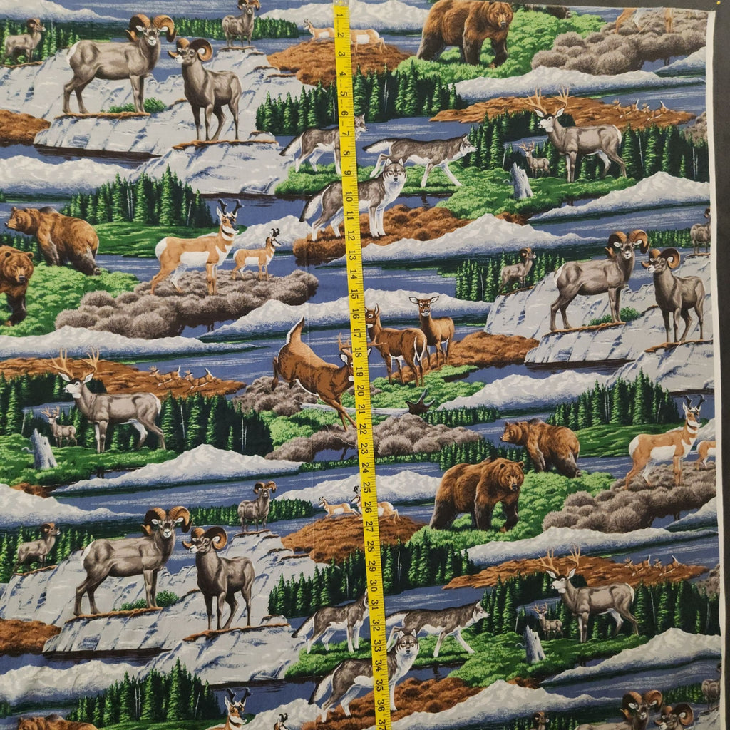 Vintage VIP Cranston Wildlife Cotton Fabric 1.5 Yards Mountain Print