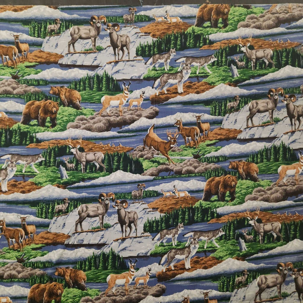 Vintage VIP Cranston Wildlife Cotton Fabric 1.5 Yards Mountain Print