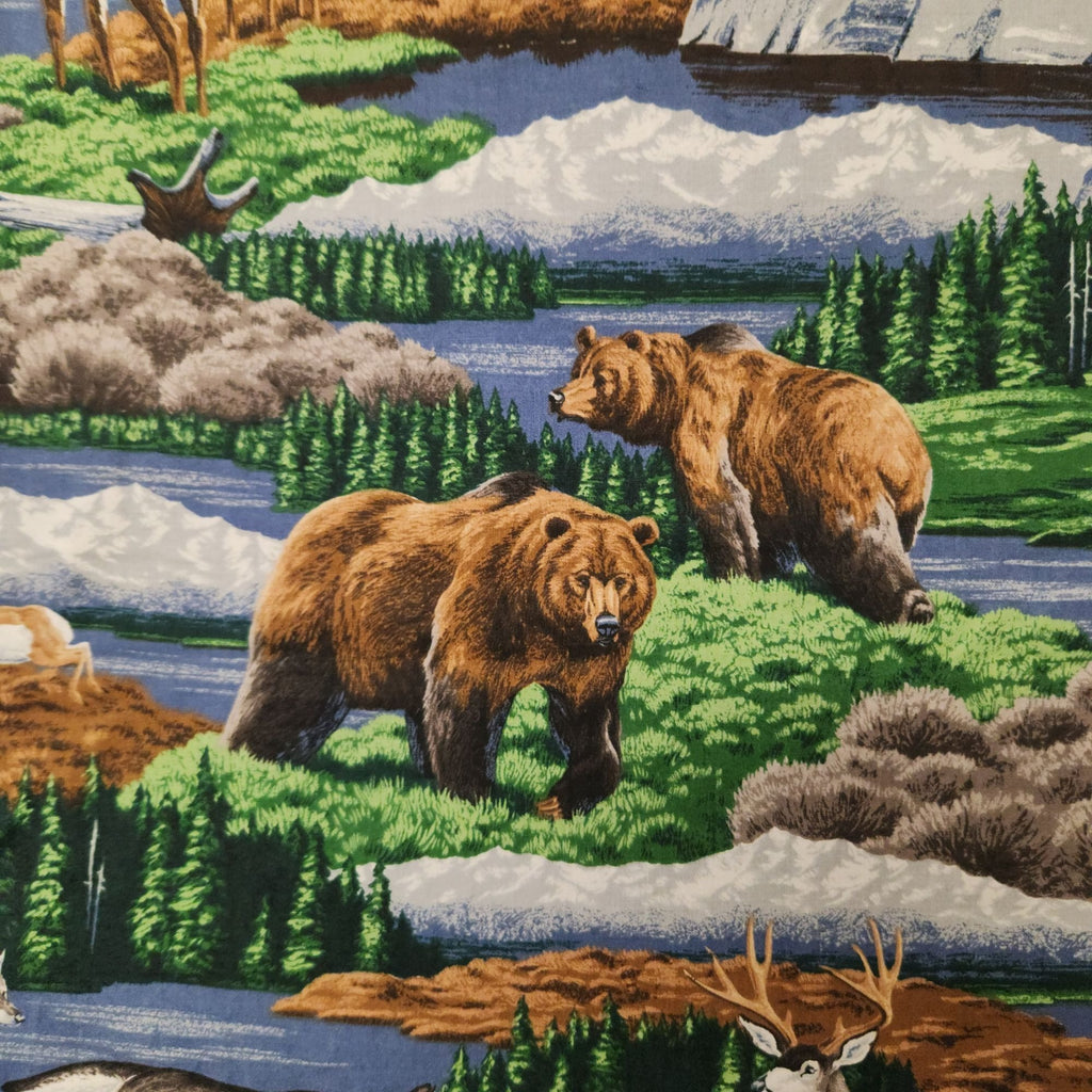 Vintage VIP Cranston Wildlife Cotton Fabric 1.5 Yards Mountain Print