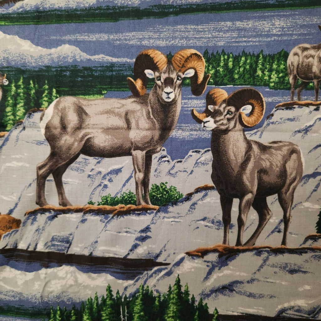 Vintage VIP Cranston Wildlife Cotton Fabric 1.5 Yards Mountain Print