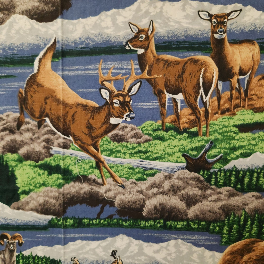 Vintage VIP Cranston Wildlife Cotton Fabric 1.5 Yards Mountain Print
