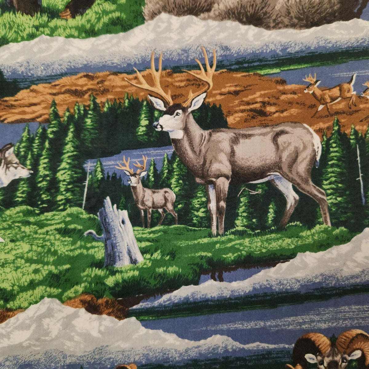 Vintage VIP Cranston Wildlife Cotton Fabric 1.5 Yards Mountain Print